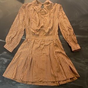 100% Silk Collared Polka Dot Mini Dress M